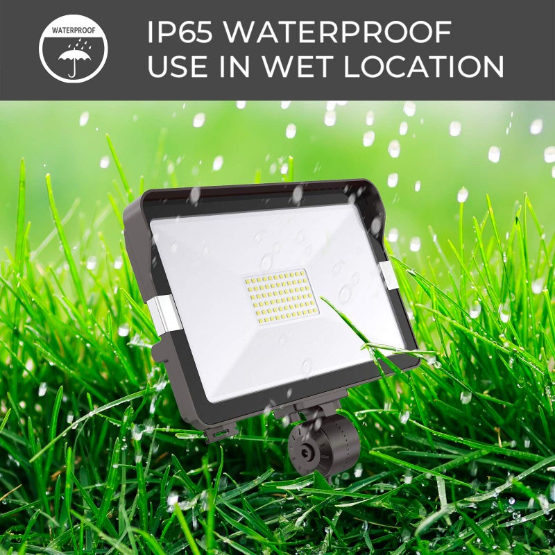 HYPERLITE 50W Flood Lights Outdoor 2 Pack, LED Flood Light with Knuckle Mount, Floodlight Wall Mount 5000K 5,500Lm IP65 Waterproof LED Security Lights for Yard Garden Garage UL Listed - Image 4